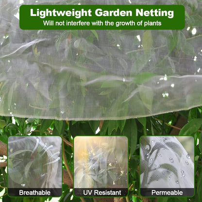 Garden Netting, 10x15Ft Plant Covers Ultra Fine Mesh Netting Pest Barrier Protection Bird Mosquito Net Plants Cover for Vegetables Fruits Flowers Crops Garden