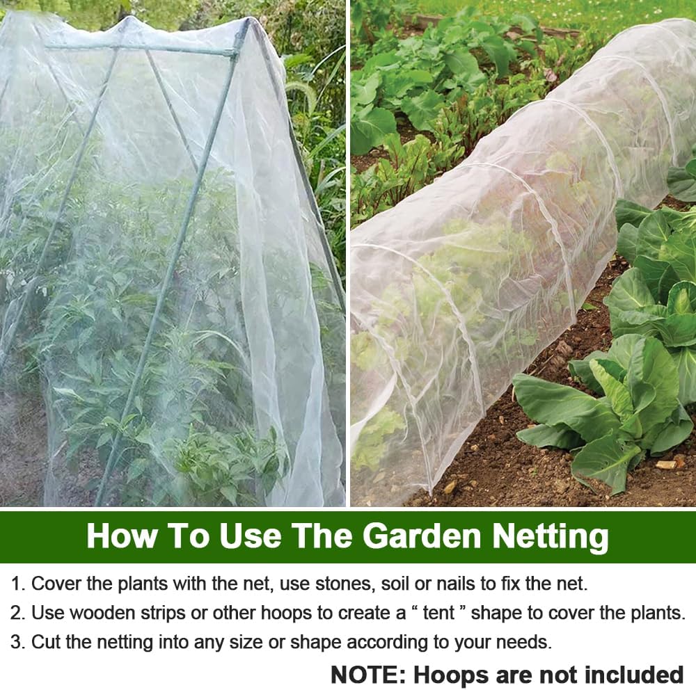 Garden Netting, 10x15Ft Plant Covers Ultra Fine Mesh Netting Pest Barrier Protection Bird Mosquito Net Plants Cover for Vegetables Fruits Flowers Crops Garden