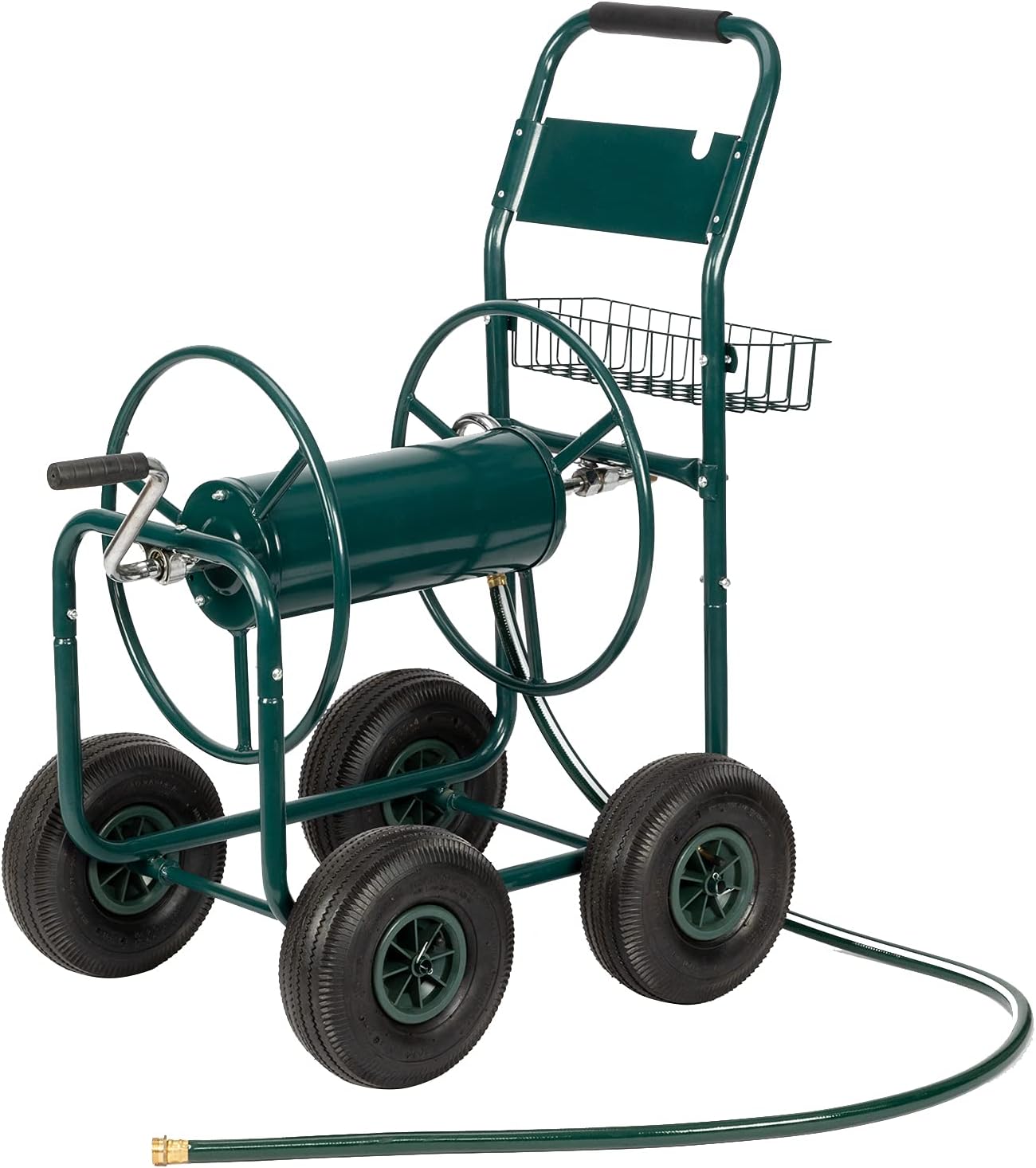 Garden Hose Reel Cart, Holds Up to 300 ft of 5/8" Hose, Green