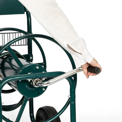 Garden Hose Reel Cart, Holds Up to 300 ft of 5/8" Hose, Green