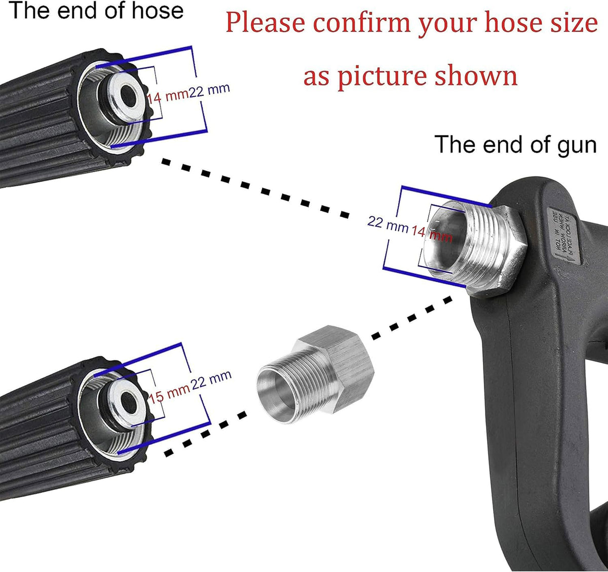 Replacement Pressure Washer Gun with Extension Wand, M22 Fitting