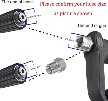 Replacement Pressure Washer Gun with Extension Wand, M22 Fitting