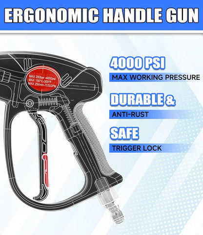 Replacement Pressure Washer Gun with Extension Wand, M22 Fitting
