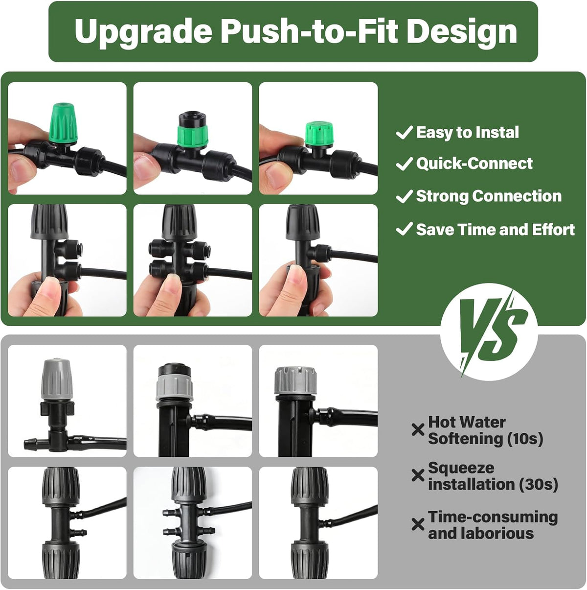 133FT Quick-Connect Drip Irrigation Kit with 30 Drip Emitters,3 Spray Types