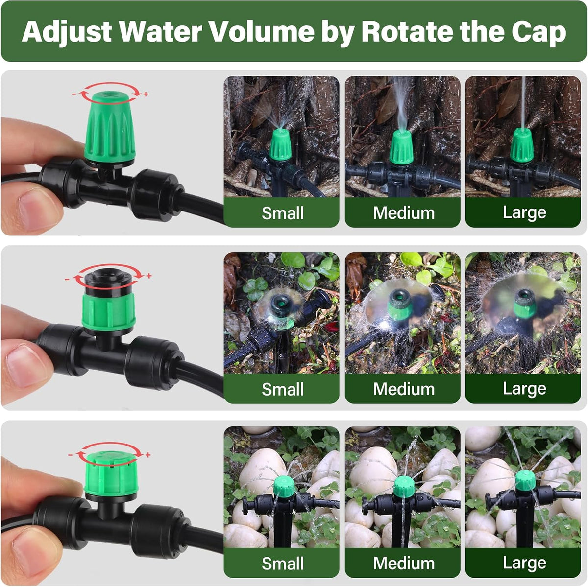 133FT Quick-Connect Drip Irrigation Kit with 30 Drip Emitters,3 Spray Types