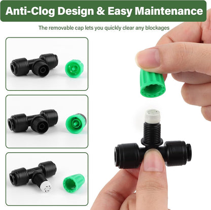 133FT Quick-Connect Drip Irrigation Kit with 30 Drip Emitters,3 Spray Types