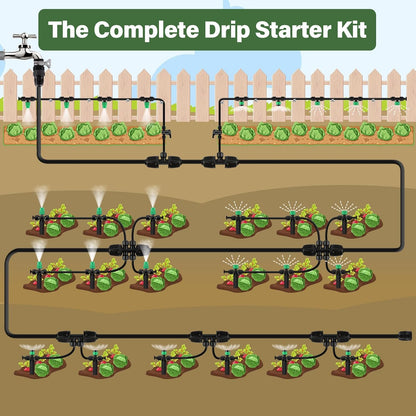 133FT Quick-Connect Drip Irrigation Kit with 30 Drip Emitters,3 Spray Types