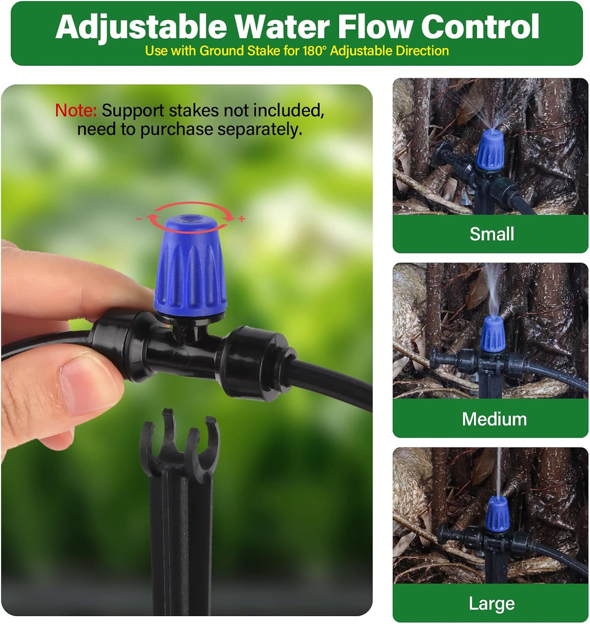 133FT Quick-Connect Drip Irrigation Kit with 30 Drip Emitters,3 Spray Types