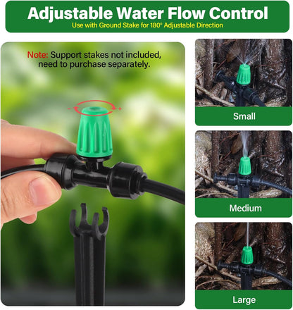 133FT Quick-Connect Drip Irrigation Kit with 30 Drip Emitters,3 Spray Types