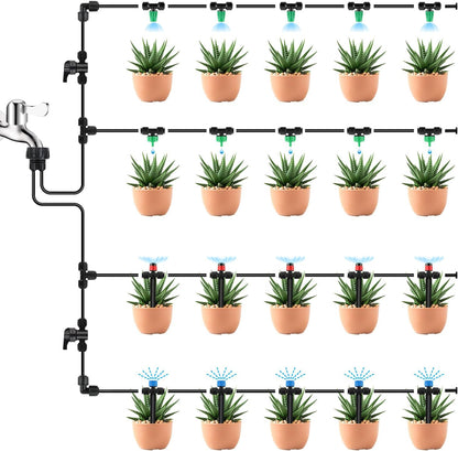 133FT Quick-Connect Drip Irrigation Kit with 30 Drip Emitters,3 Spray Types