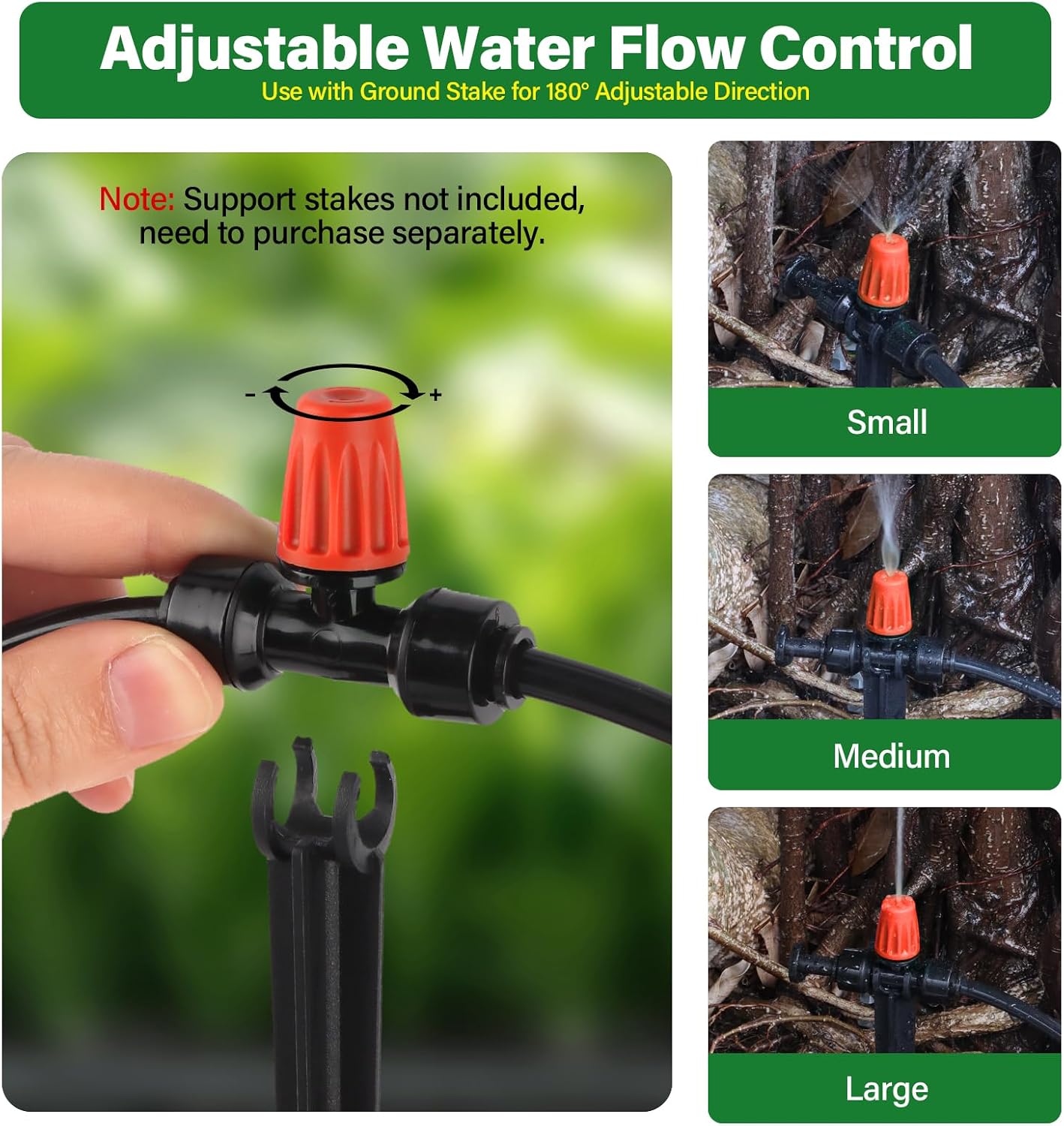 133FT Quick-Connect Drip Irrigation Kit with 30 Drip Emitters,3 Spray Types