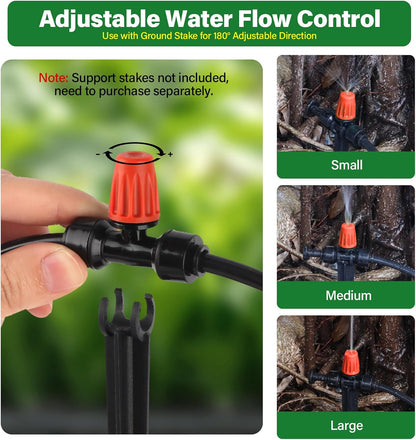 133FT Quick-Connect Drip Irrigation Kit with 30 Drip Emitters,3 Spray Types