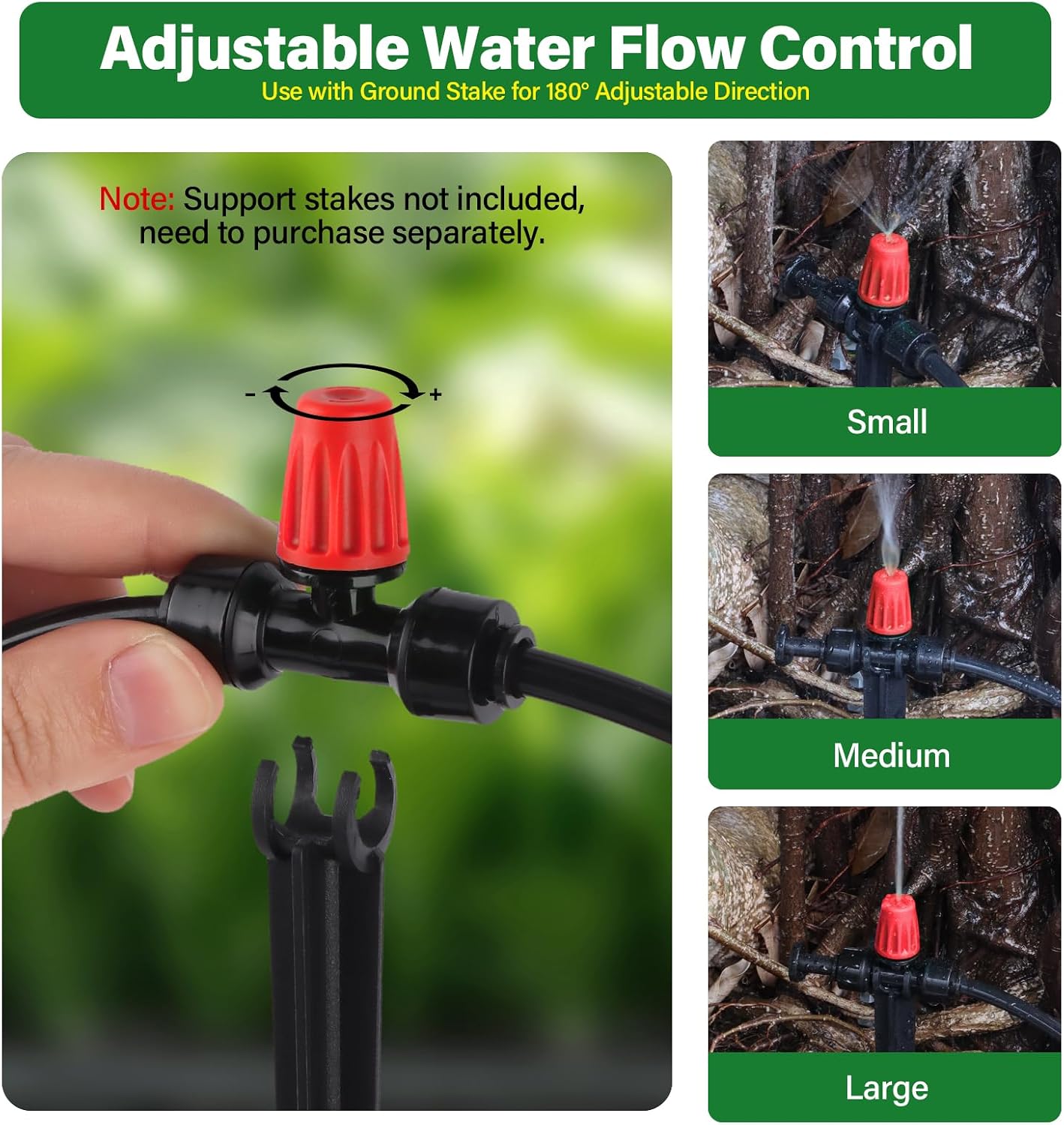 133FT Quick-Connect Drip Irrigation Kit with 30 Drip Emitters,3 Spray Types
