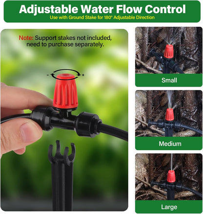 133FT Quick-Connect Drip Irrigation Kit with 30 Drip Emitters,3 Spray Types