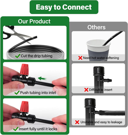 133FT Quick-Connect Drip Irrigation Kit with 30 Drip Emitters,3 Spray Types