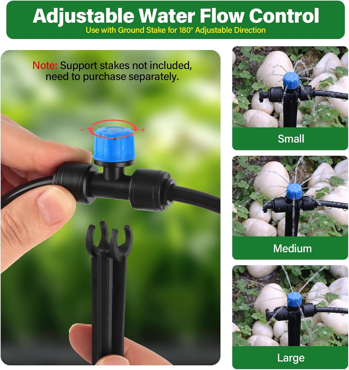133FT Quick-Connect Drip Irrigation Kit with 30 Drip Emitters,3 Spray Types