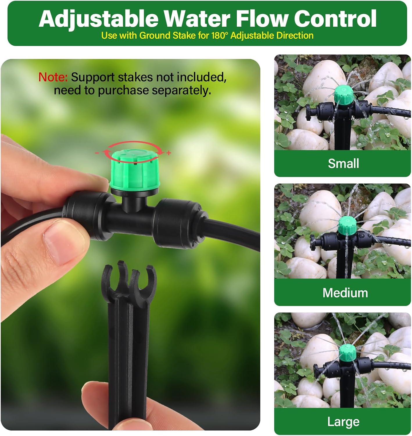 133FT Quick-Connect Drip Irrigation Kit with 30 Drip Emitters,3 Spray Types