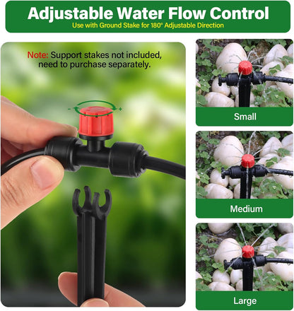 133FT Quick-Connect Drip Irrigation Kit with 30 Drip Emitters,3 Spray Types