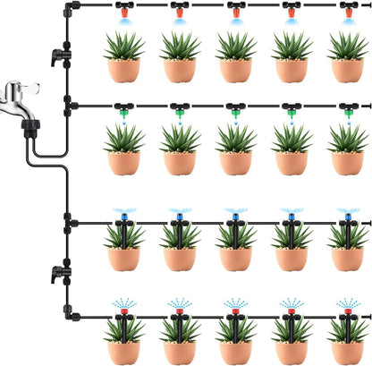 133FT Quick-Connect Drip Irrigation Kit with 30 Drip Emitters,3 Spray Types
