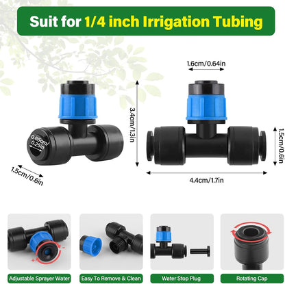 133FT Quick-Connect Drip Irrigation Kit with 30 Drip Emitters,3 Spray Types