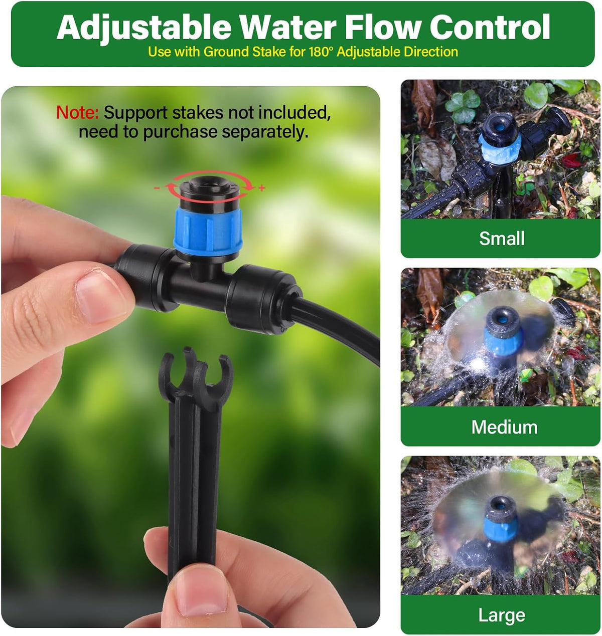 133FT Quick-Connect Drip Irrigation Kit with 30 Drip Emitters,3 Spray Types