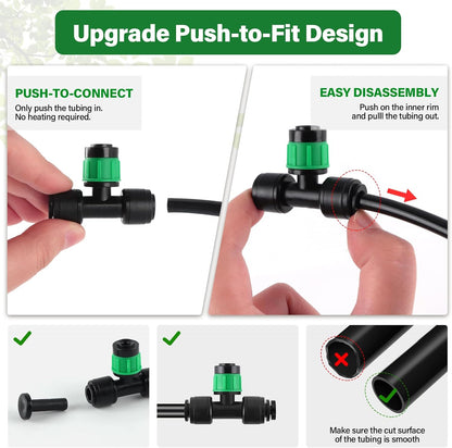 133FT Quick-Connect Drip Irrigation Kit with 30 Drip Emitters,3 Spray Types