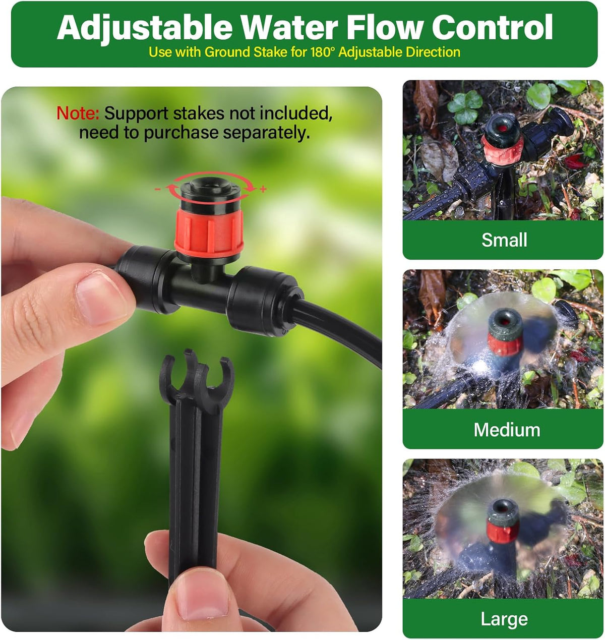 133FT Quick-Connect Drip Irrigation Kit with 30 Drip Emitters,3 Spray Types