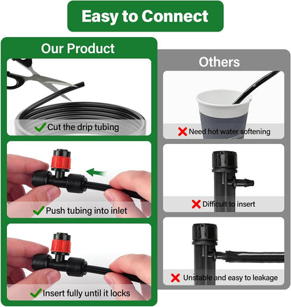 133FT Quick-Connect Drip Irrigation Kit with 30 Drip Emitters,3 Spray Types