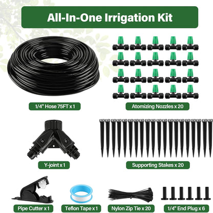 133FT Quick-Connect Drip Irrigation Kit with 30 Drip Emitters,3 Spray Types