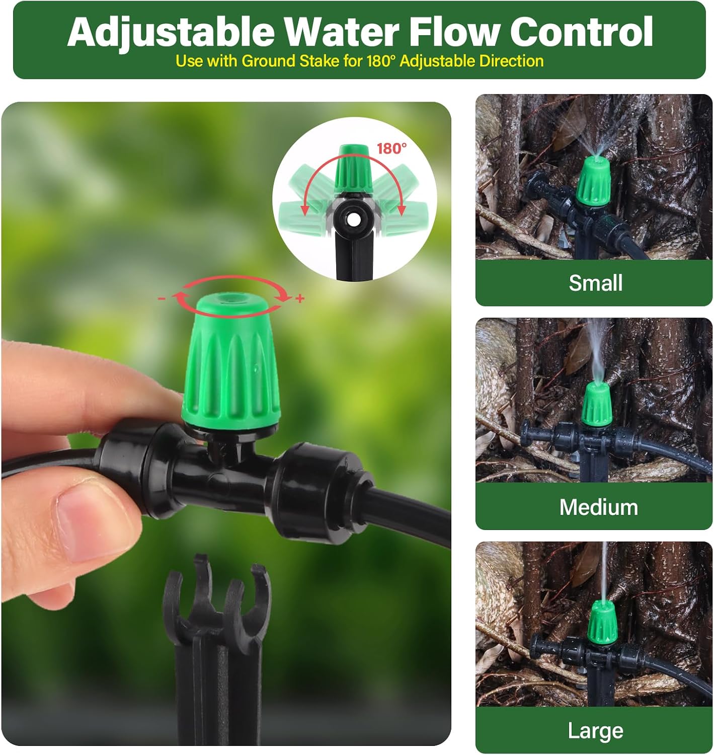 133FT Quick-Connect Drip Irrigation Kit with 30 Drip Emitters,3 Spray Types