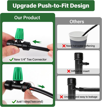 133FT Quick-Connect Drip Irrigation Kit with 30 Drip Emitters,3 Spray Types