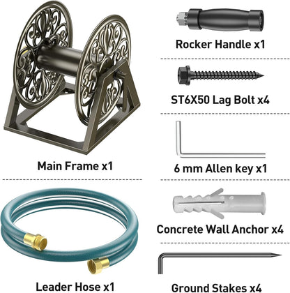 Wall/Floor Mount Hose Reel, Holds 200-Feet of 5/8-Inch Hose