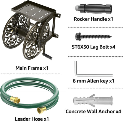 Wall/Floor Mount Hose Reel, Holds 200-Feet of 5/8-Inch Hose