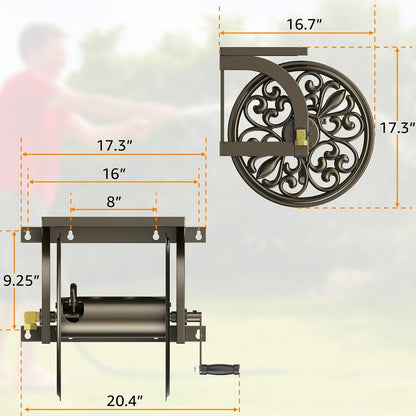 Wall/Floor Mount Hose Reel, Holds 200-Feet of 5/8-Inch Hose