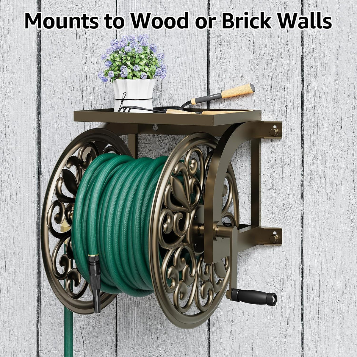 Wall/Floor Mount Hose Reel, Holds 200-Feet of 5/8-Inch Hose
