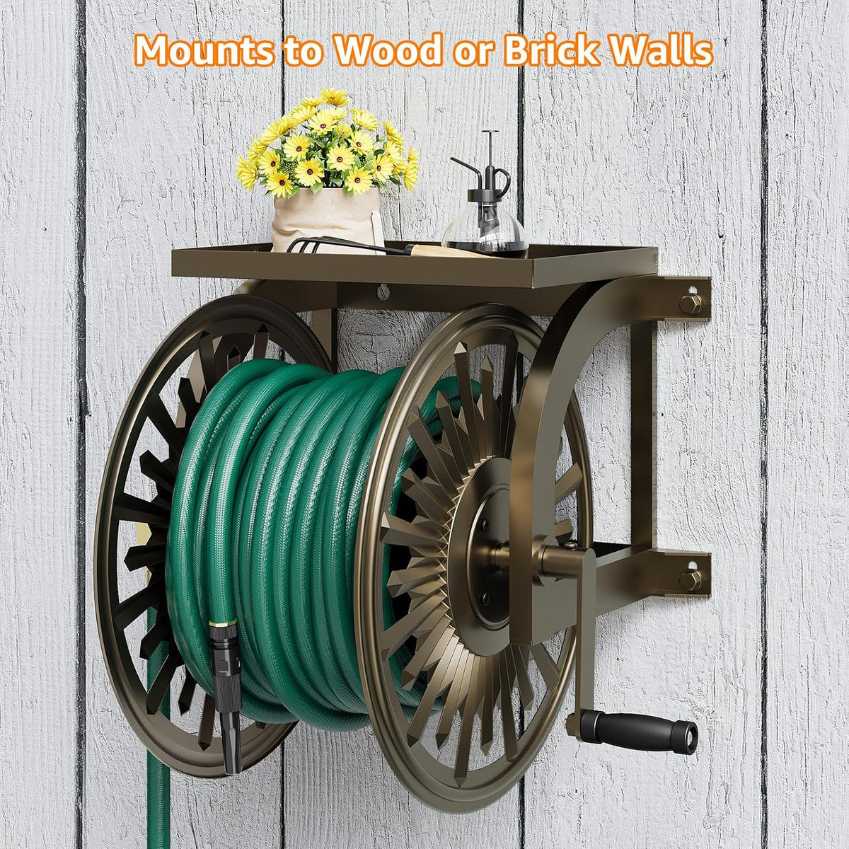 Wall/Floor Mount Hose Reel, Holds 200-Feet of 5/8-Inch Hose