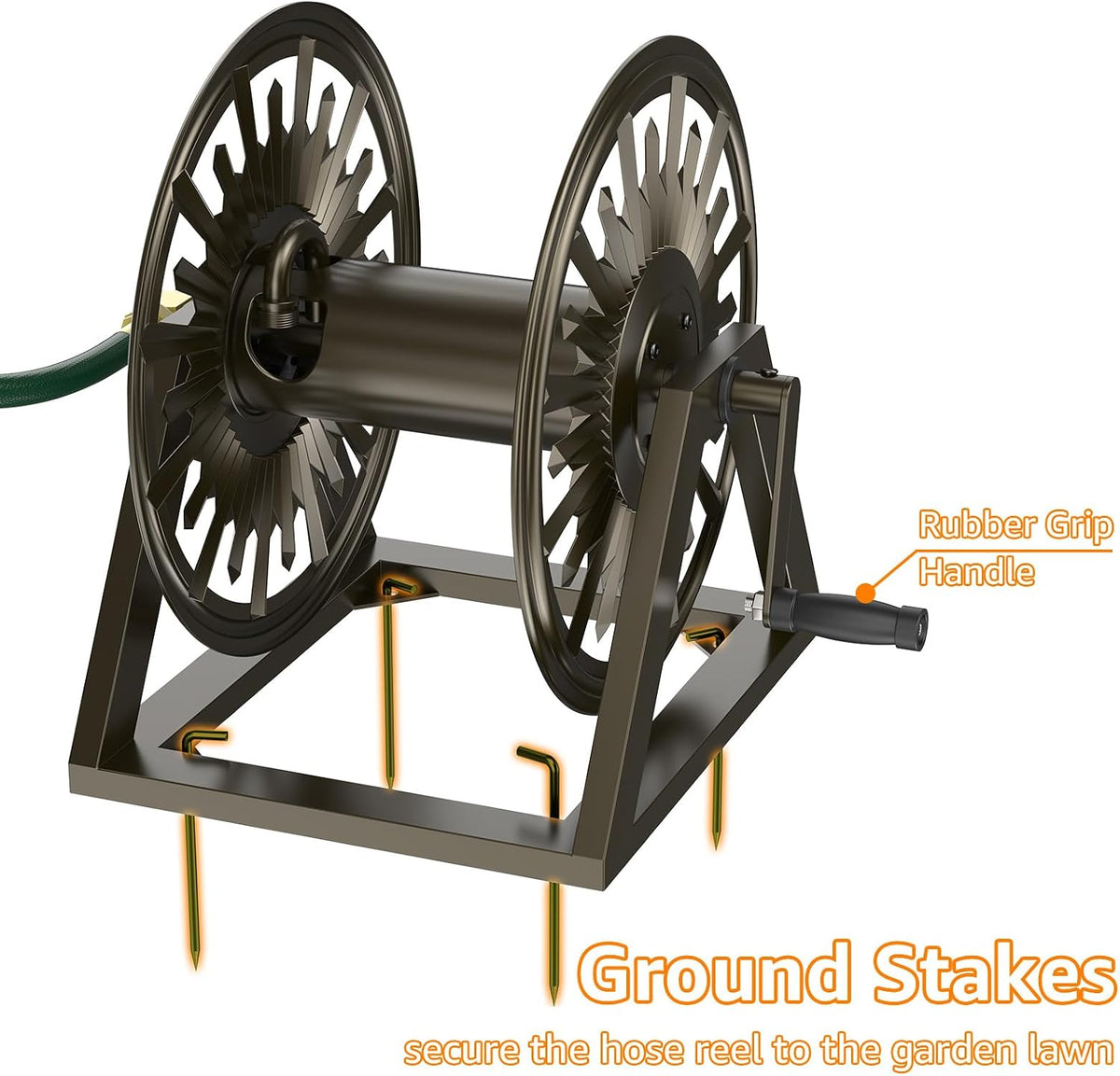 Wall/Floor Mount Hose Reel, Holds 200-Feet of 5/8-Inch Hose
