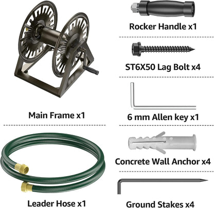 Wall/Floor Mount Hose Reel, Holds 200-Feet of 5/8-Inch Hose