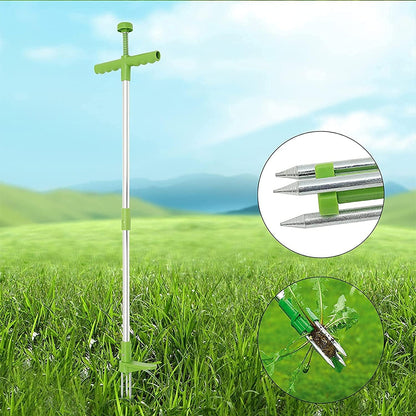 Stand-Up Weeder Root Removal Tool with 3 Stainless Steel Claws, 39" Long Reinforced Aluminum Alloy Pole Manual Remover Weed Puller Hand Tool with High Strength Foot Pedal