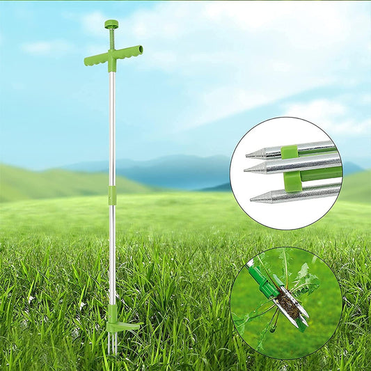 Stand-Up Weeder Root Removal Tool with 3 Stainless Steel Claws, 39" Long Reinforced Aluminum Alloy Pole Manual Remover Weed Puller Hand Tool with High Strength Foot Pedal