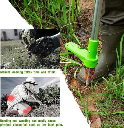 Stand-Up Weeder Root Removal Tool with 3 Stainless Steel Claws, 39" Long Reinforced Aluminum Alloy Pole Manual Remover Weed Puller Hand Tool with High Strength Foot Pedal