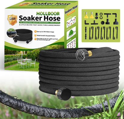 3 Pack Short Soaker Hose 15 Ft for Garden Beds, 1/2’’ 50 ft Soaker Hose for Foundation Watering, 70% Water Saving Drip Hose Irrigation for Lawn, Landscaping, Garden (15 FEET x 3PACK, Black)