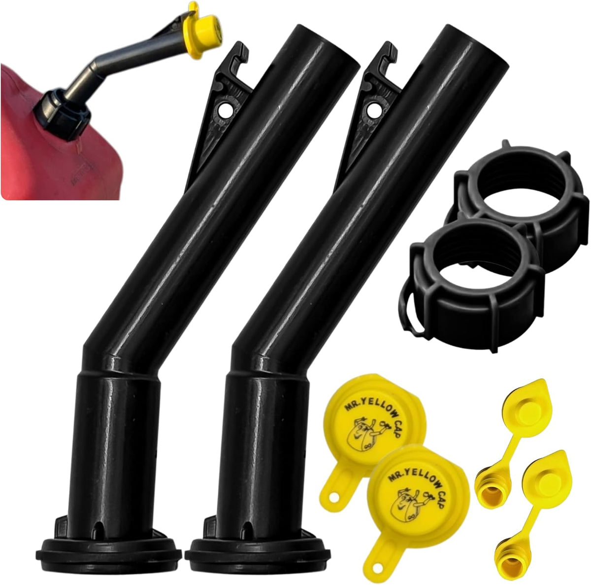 Gas Can Spout Replacement For 𝐎𝐥𝐝 𝐒𝐭𝐲𝐥𝐞 𝐁𝐥𝐢𝐭𝐳 𝐂𝐚𝐧𝐬 𝐎𝐍𝐋𝐘 - EASY TO INSTALL Gas Cap Replacement, Gas Can Nozzle Kit For 5 Gallon Gas Can Lids & Diesel Fuel Can, 2-Pack