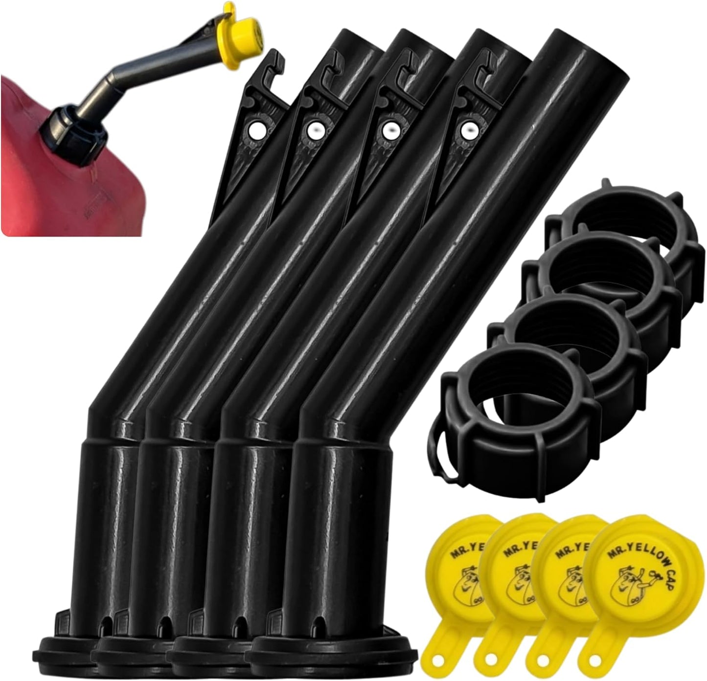 Gas Can Spout Replacement For 𝐎𝐥𝐝 𝐒𝐭𝐲𝐥𝐞 𝐁𝐥𝐢𝐭𝐳 𝐂𝐚𝐧𝐬 𝐎𝐍𝐋𝐘 - EASY TO INSTALL Gas Cap Replacement, Gas Can Nozzle Kit For 5 Gallon Gas Can Lids & Diesel Fuel Can, 2-Pack