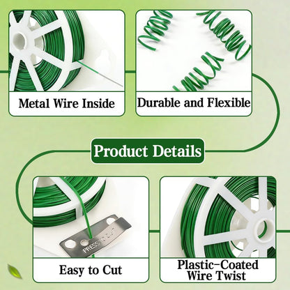 Twist Ties Garden Plant Ties for Outdoor Reusable Green Plants Garden Ties with Cutter 328 FT/100m Plant Ties for Climbing Plants Twist Ties Garden Wire for Plants Gardening Home Office Organization