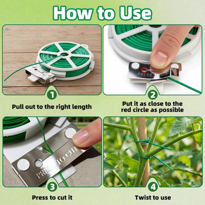 Twist Ties Garden Plant Ties for Outdoor Reusable Green Plants Garden Ties with Cutter 328 FT/100m Plant Ties for Climbing Plants Twist Ties Garden Wire for Plants Gardening Home Office Organization