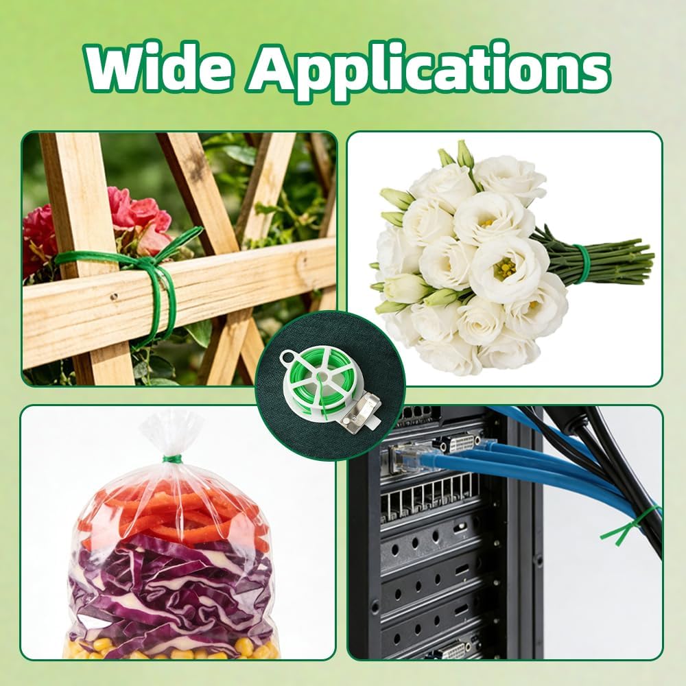 Twist Ties Garden Plant Ties for Outdoor Reusable Green Plants Garden Ties with Cutter 328 FT/100m Plant Ties for Climbing Plants Twist Ties Garden Wire for Plants Gardening Home Office Organization