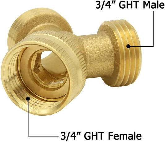 3/4'' GHT Garden Hose Splitter Brass Y Swivel Connector, 2 Pack