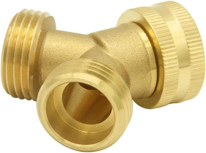 3/4'' GHT Garden Hose Splitter Brass Y Swivel Connector, 2 Pack