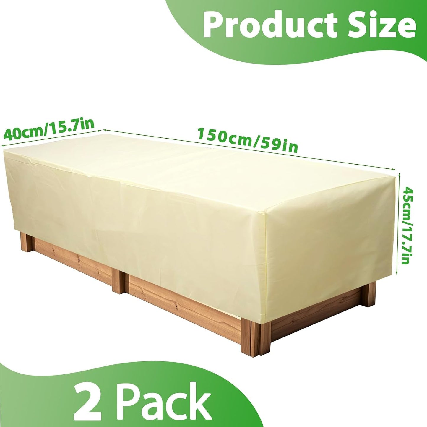 2 Pack Rectangular Plant Covers Freeze Protection, Raised Garden Bed Cover with Drawstring,59 * 17.7 * 15.7 in Large Garden Box Frost Blankets Reusable Frost Cloth for Winter Outdoor Plants